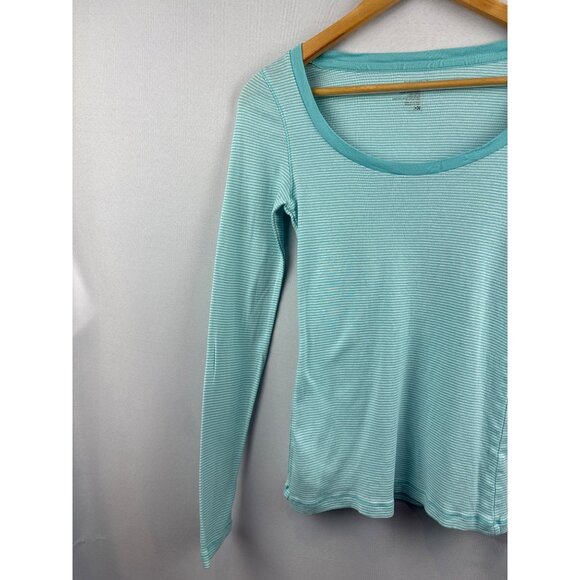 Old Navy Womens Small Long Sleeve Light Blue Striped Shirt - Picture 2 of 5